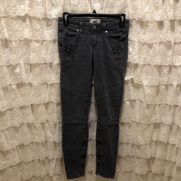 PAIGE Grey Pants with Zipper Details Size 24 - Picture 1 of 4